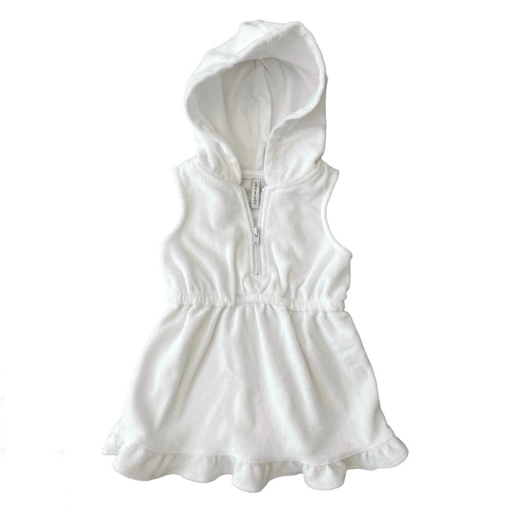 Janie and Jack Hooded Terry Swim Cover-Up White Girl’s Size 6-12 Months